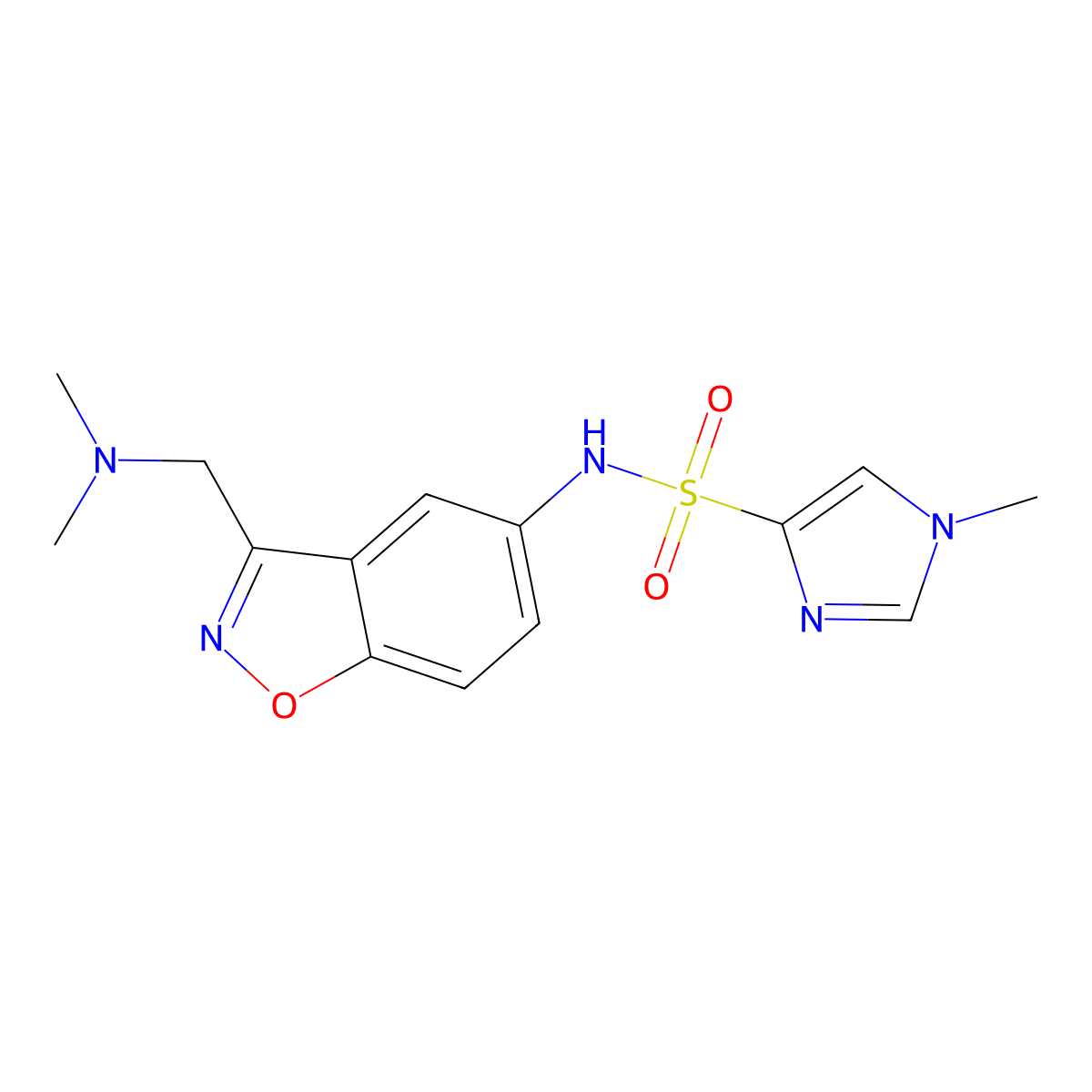 N-{3-[(dimethylamino)methyl]-1,2-benzoxazol-5-yl}-1-methyl-1H-imidazole-4-sulfonamide molecular structure, CAS 2380034-88-6