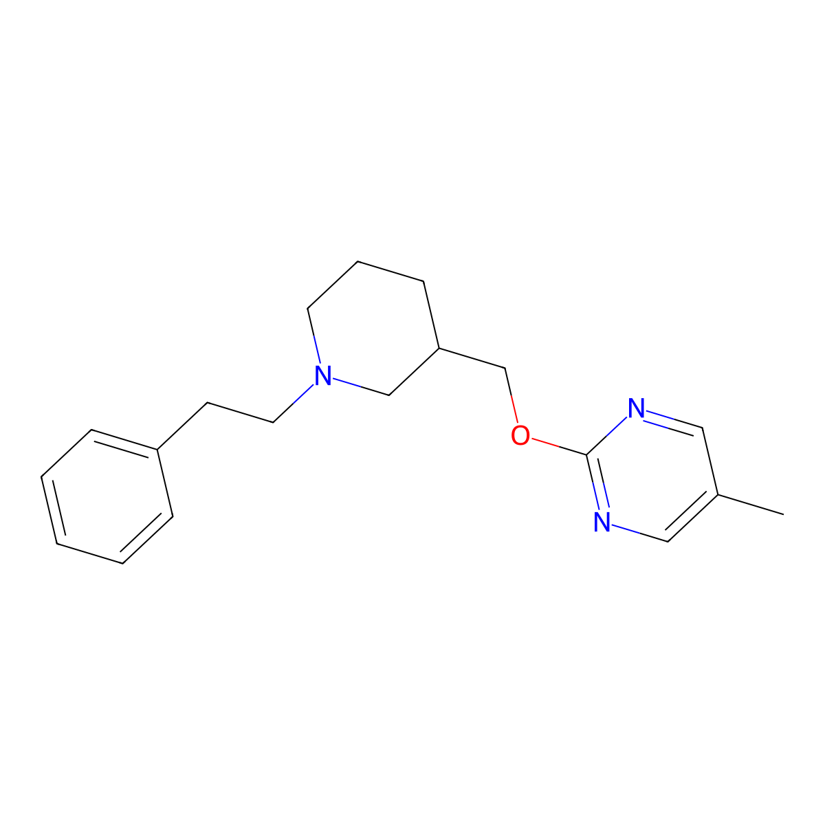 5-Methyl-2-{[1-(2-phenylethyl)piperidin-3-yl]methoxy}pyrimidine molecular structure, CAS 2380034-93-3