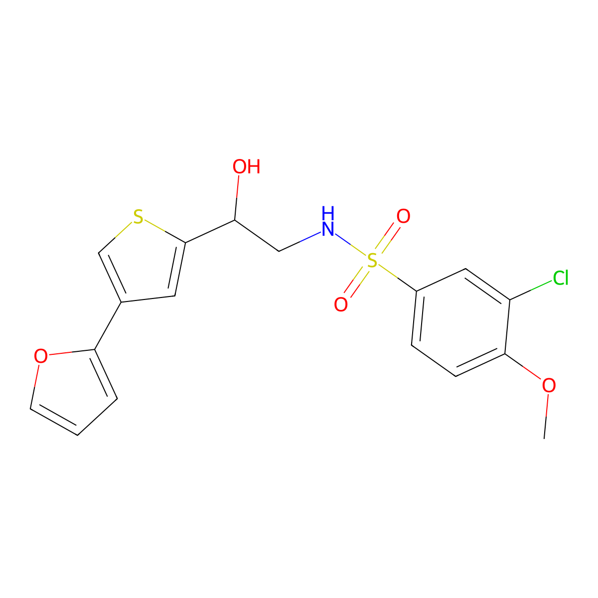 3-chloro-N-{2-[4-(furan-2-yl)thiophen-2-yl]-2-hydroxyethyl}-4-methoxybenzene-1-sulfonamide molecular structure, CAS 2380034-94-4