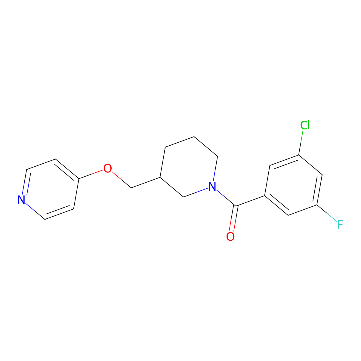 4-{[1-(3-Chloro-5-fluorobenzoyl)piperidin-3-yl]methoxy}pyridine molecular structure, CAS 2380034-96-6