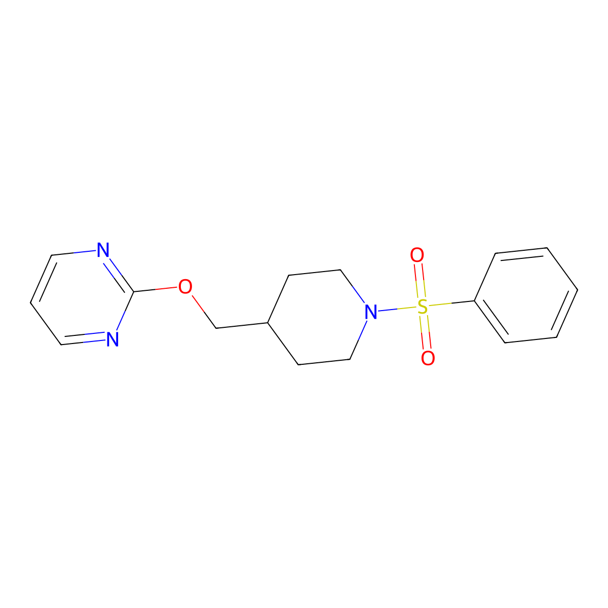 2-{[1-(Benzenesulfonyl)piperidin-4-yl]methoxy}pyrimidine molecular structure, CAS 2380035-05-0