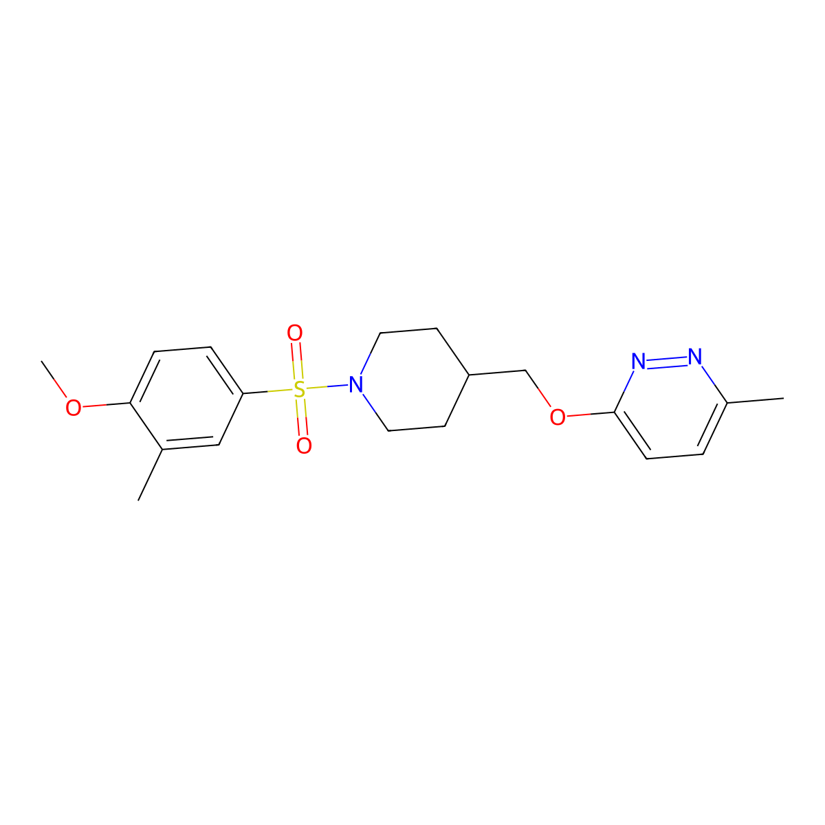 3-{[1-(4-Methoxy-3-methylbenzenesulfonyl)piperidin-4-yl]methoxy}-6-methylpyridazine molecular structure, CAS 2380035-08-3