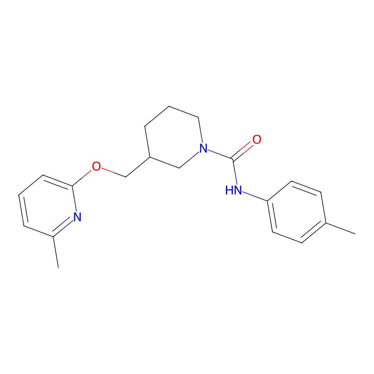 N-(4-methylphenyl)-3-{[(6-methylpyridin-2-yl)oxy]methyl}piperidine-1-carboxamide molecular structure, CAS 2380039-82-5