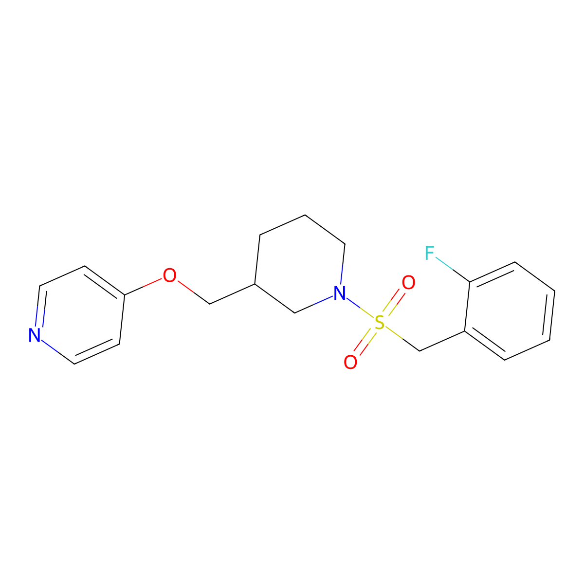 4-({1-[(2-Fluorophenyl)methanesulfonyl]piperidin-3-yl}methoxy)pyridine molecular structure, CAS 2380039-84-7
