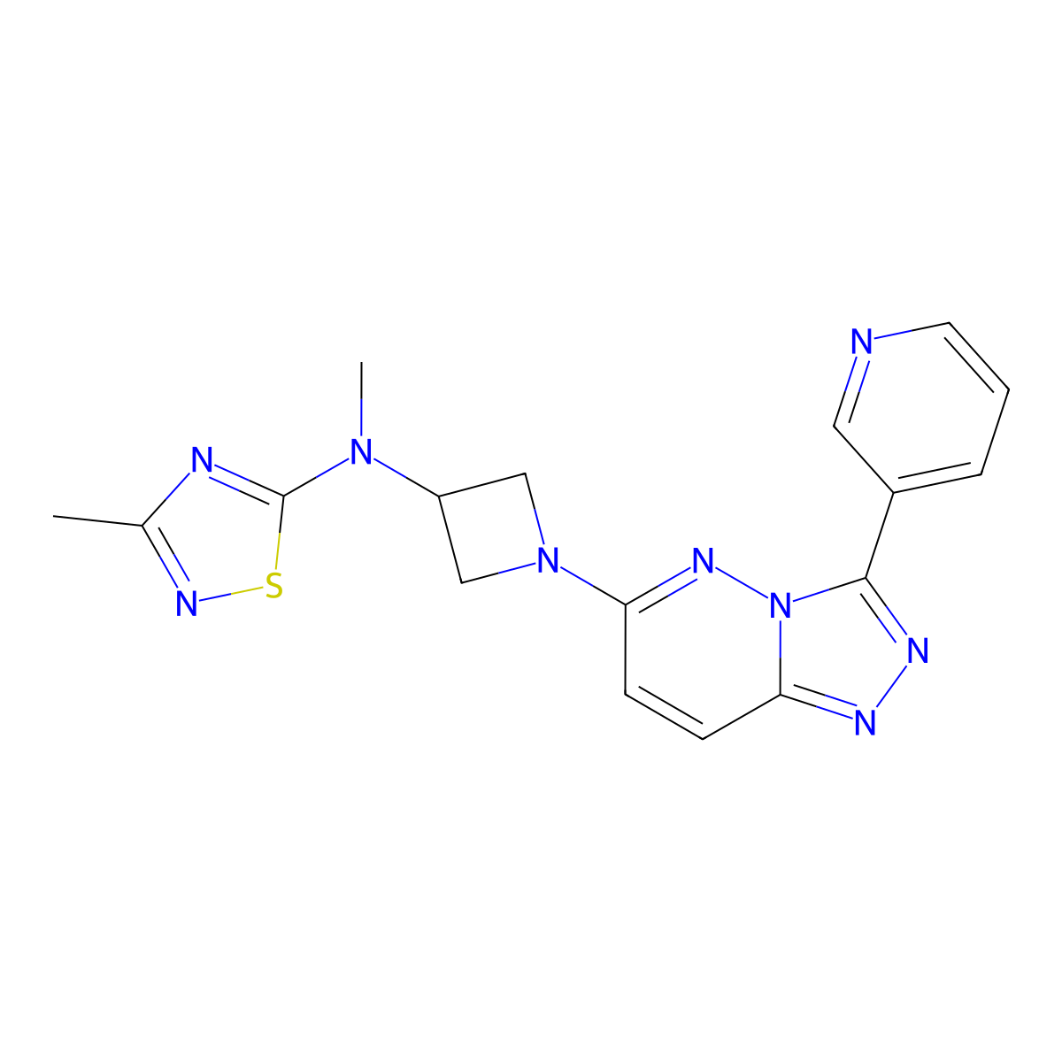 N,3-dimethyl-N-{1-[3-(pyridin-3-yl)-[1,2,4]triazolo[4,3-b]pyridazin-6-yl]azetidin-3-yl}-1,2,4-thiadiazol-5-amine molecular structure, CAS 2380039-89-2