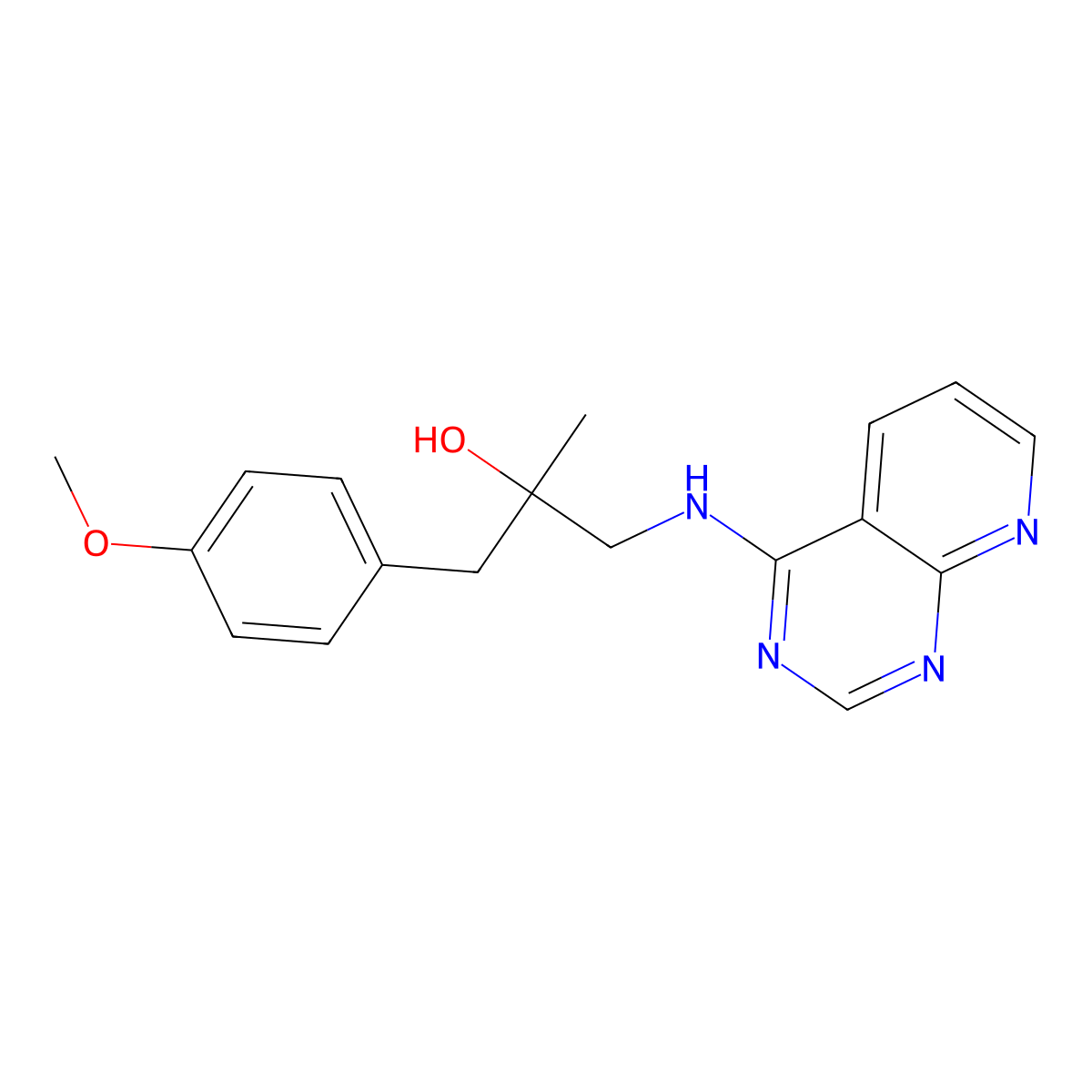 1-(4-Methoxyphenyl)-2-methyl-3-({pyrido[2,3-d]pyrimidin-4-yl}amino)propan-2-ol molecular structure, CAS 2380039-90-5