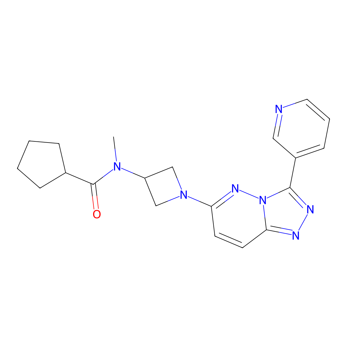 N-methyl-N-{1-[3-(pyridin-3-yl)-[1,2,4]triazolo[4,3-b]pyridazin-6-yl]azetidin-3-yl}cyclopentanecarboxamide molecular structure, CAS 2380039-94-9