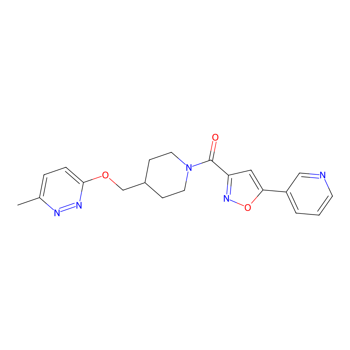 3-Methyl-6-({1-[5-(pyridin-3-yl)-1,2-oxazole-3-carbonyl]piperidin-4-yl}methoxy)pyridazine molecular structure, CAS 2380039-95-0