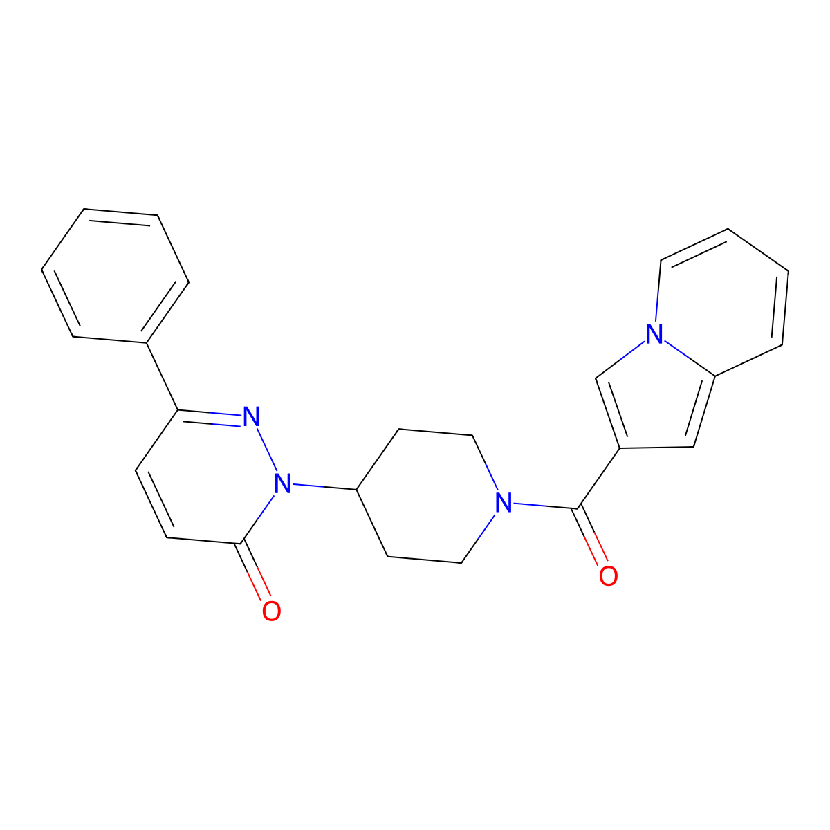2-[1-(Indolizine-2-carbonyl)piperidin-4-yl]-6-phenyl-2,3-dihydropyridazin-3-one molecular structure, CAS 2380039-97-2