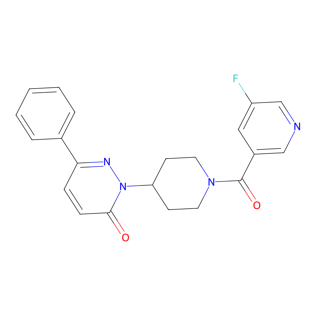 2-[1-(5-Fluoropyridine-3-carbonyl)piperidin-4-yl]-6-phenyl-2,3-dihydropyridazin-3-one molecular structure, CAS 2380039-99-4
