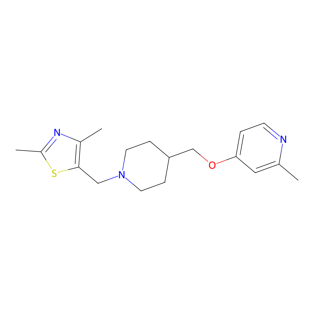 4-({1-[(2,4-Dimethyl-1,3-thiazol-5-yl)methyl]piperidin-4-yl}methoxy)-2-methylpyridine molecular structure, CAS 2380040-06-0