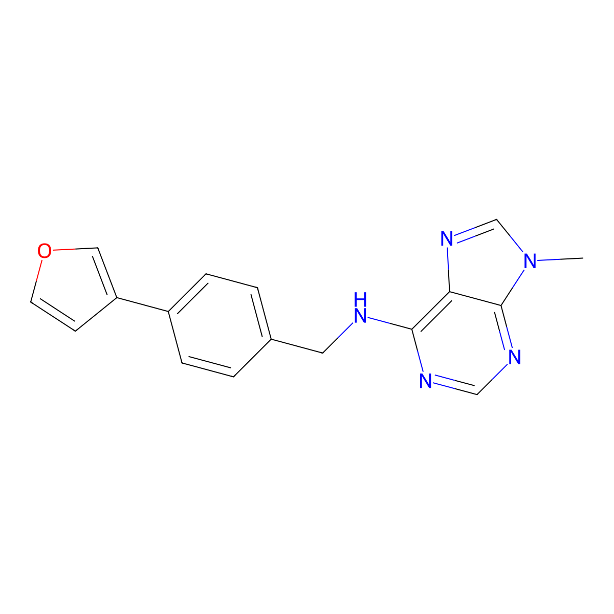 N-{[4-(furan-3-yl)phenyl]methyl}-9-methyl-9H-purin-6-amine molecular structure, CAS 2380040-09-3