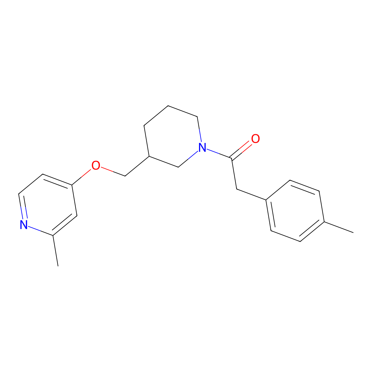 2-(4-Methylphenyl)-1-(3-{[(2-methylpyridin-4-yl)oxy]methyl}piperidin-1-yl)ethan-1-one molecular structure, CAS 2380040-15-1