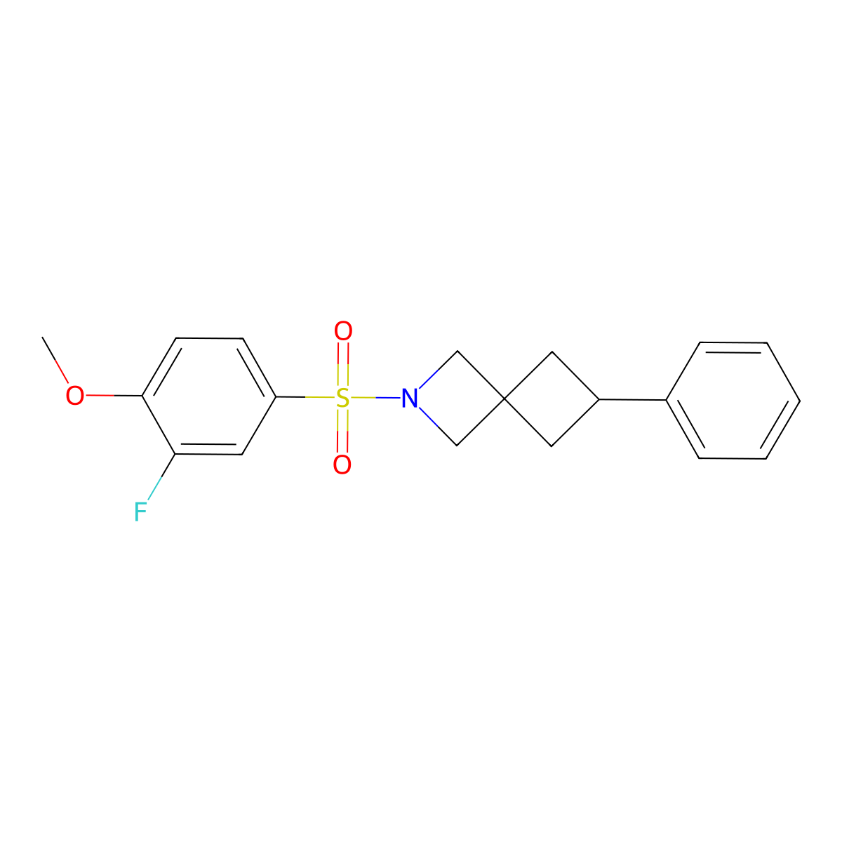 2-(3-Fluoro-4-methoxybenzenesulfonyl)-6-phenyl-2-azaspiro[3.3]heptane molecular structure, CAS 2380040-16-2