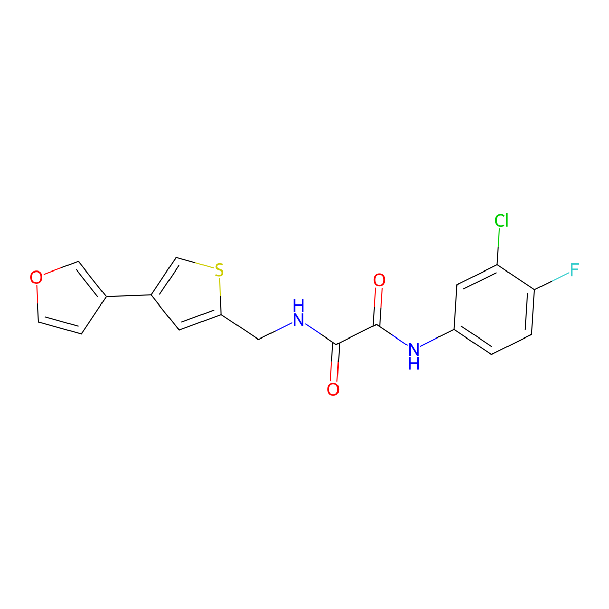 N'-(3-chloro-4-fluorophenyl)-N-{[4-(furan-3-yl)thiophen-2-yl]methyl}ethanediamide molecular structure, CAS 2380040-17-3