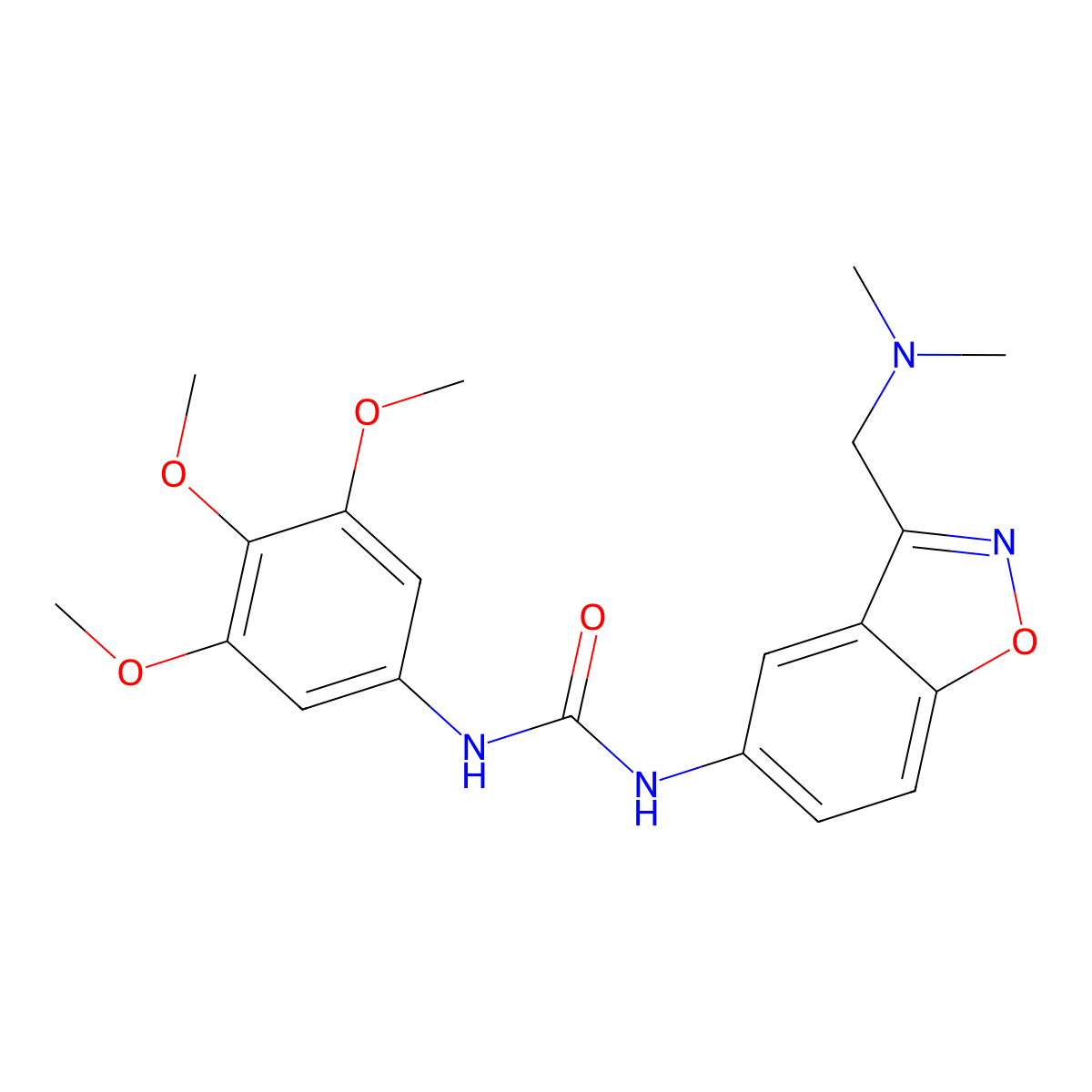 3-{3-[(Dimethylamino)methyl]-1,2-benzoxazol-5-yl}-1-(3,4,5-trimethoxyphenyl)urea molecular structure, CAS 2380040-18-4