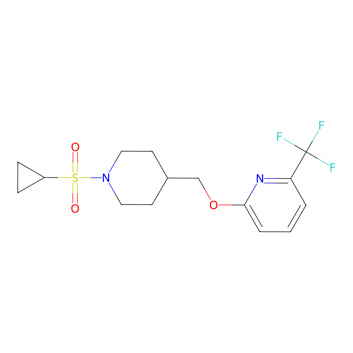 2-{[1-(Cyclopropanesulfonyl)piperidin-4-yl]methoxy}-6-(trifluoromethyl)pyridine molecular structure, CAS 2380040-24-2