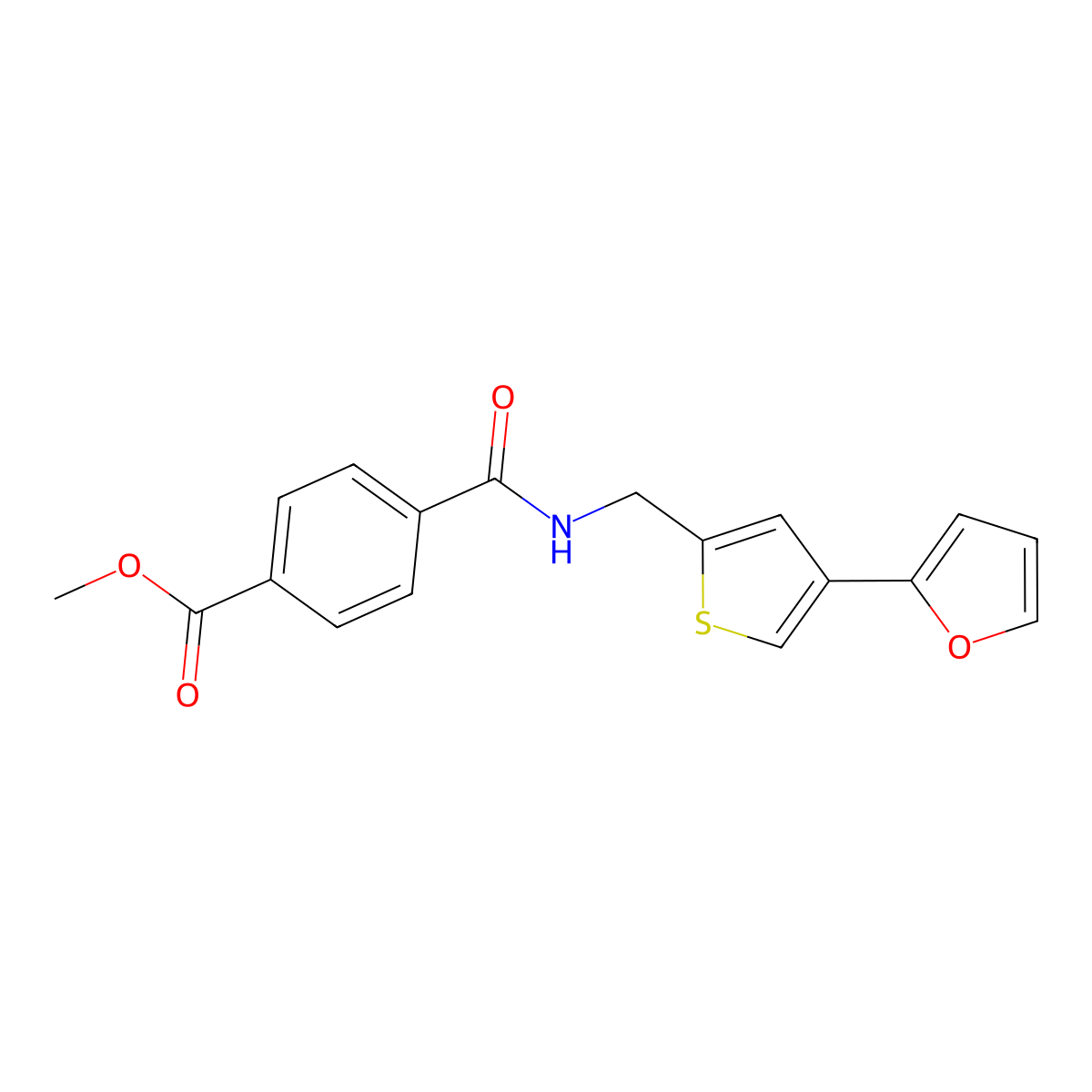 Methyl 4-({[4-(furan-2-yl)thiophen-2-yl]methyl}carbamoyl)benzoate molecular structure, CAS 2380040-27-5