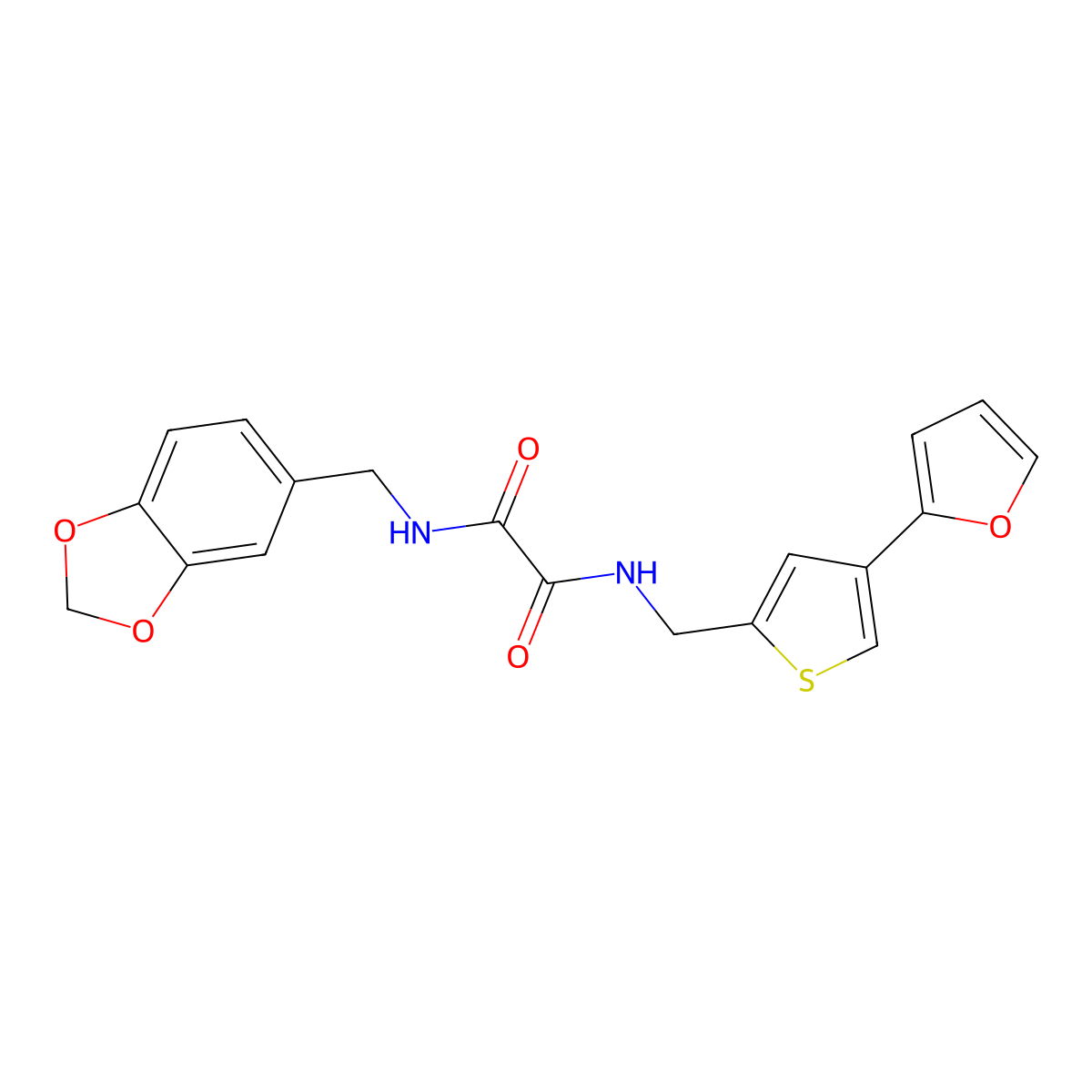 N'-[(2H-1,3-benzodioxol-5-yl)methyl]-N-{[4-(furan-2-yl)thiophen-2-yl]methyl}ethanediamide molecular structure, CAS 2380040-30-0