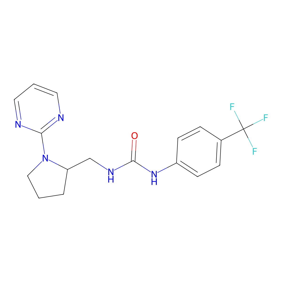 3-{[1-(Pyrimidin-2-yl)pyrrolidin-2-yl]methyl}-1-[4-(trifluoromethyl)phenyl]urea molecular structure, CAS 2380040-33-3