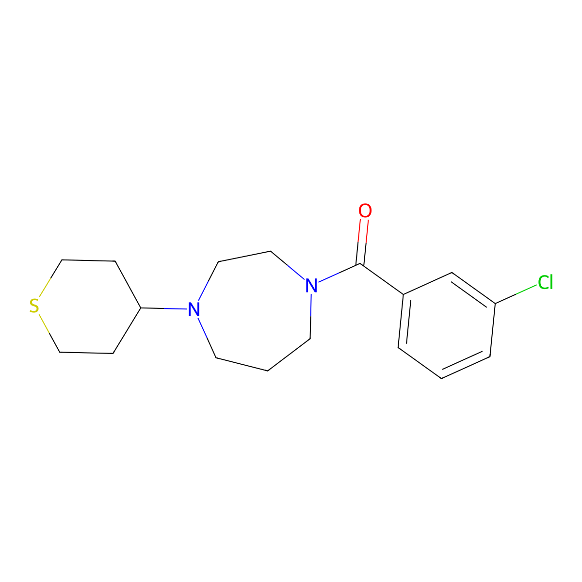 1-(3-Chlorobenzoyl)-4-(thian-4-yl)-1,4-diazepane molecular structure, CAS 2380040-34-4