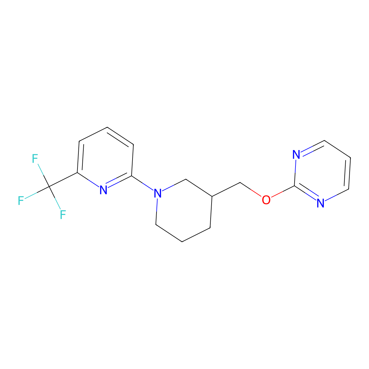 2-({1-[6-(Trifluoromethyl)pyridin-2-yl]piperidin-3-yl}methoxy)pyrimidine molecular structure, CAS 2380040-36-6