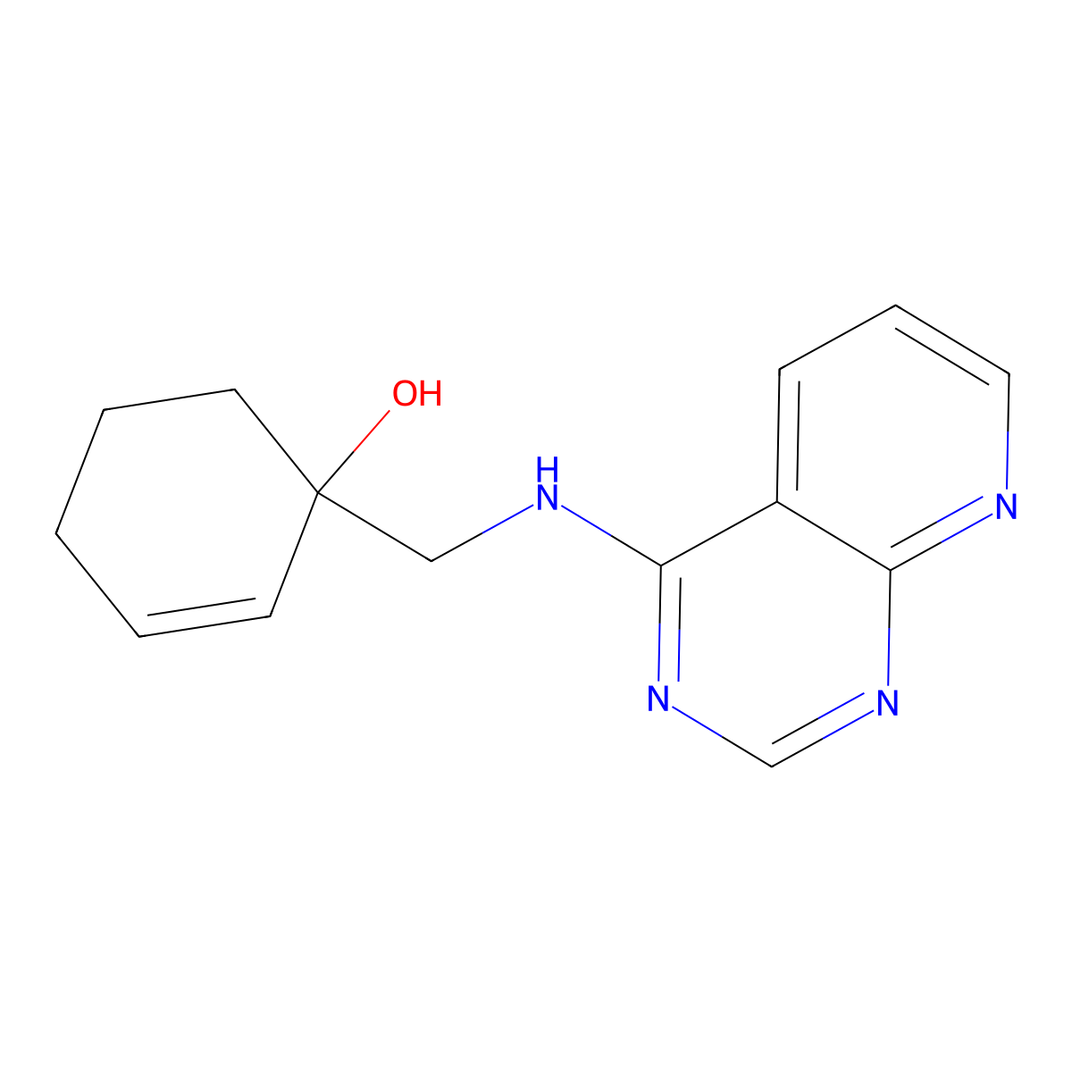 1-[({Pyrido[2,3-d]pyrimidin-4-yl}amino)methyl]cyclohex-2-en-1-ol molecular structure, CAS 2380040-42-4