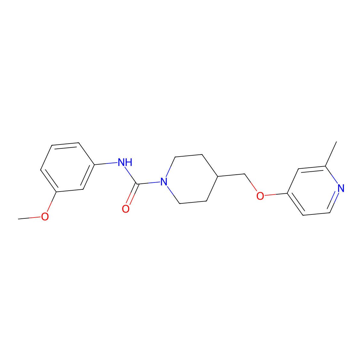 N-(3-methoxyphenyl)-4-{[(2-methylpyridin-4-yl)oxy]methyl}piperidine-1-carboxamide molecular structure, CAS 2380040-44-6