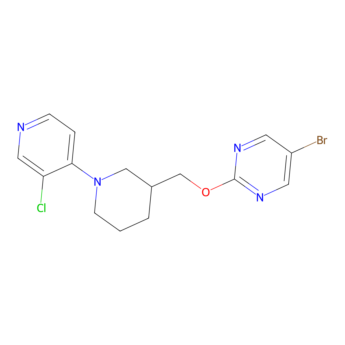 5-Bromo-2-{[1-(3-chloropyridin-4-yl)piperidin-3-yl]methoxy}pyrimidine molecular structure, CAS 2380040-49-1