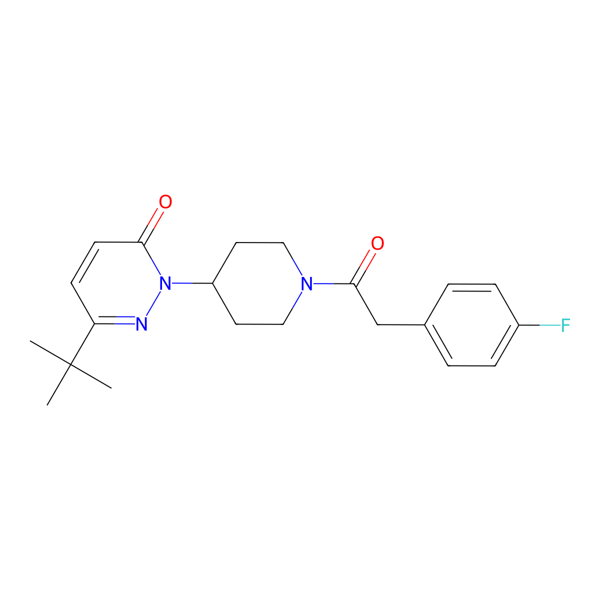 6-Tert-butyl-2-{1-[2-(4-fluorophenyl)acetyl]piperidin-4-yl}-2,3-dihydropyridazin-3-one molecular structure, CAS 2380040-53-7