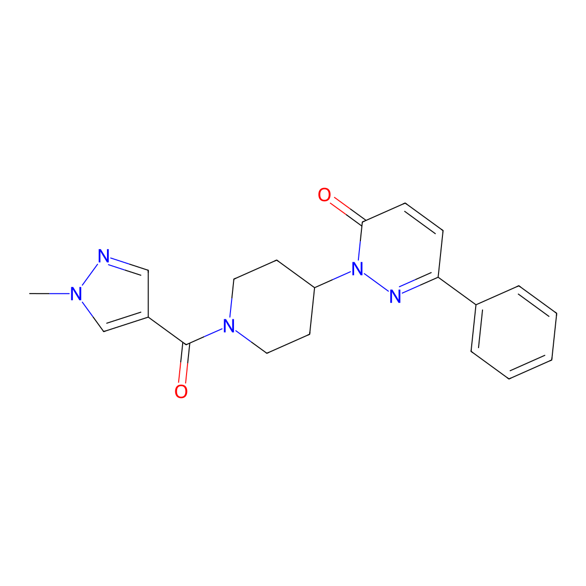 2-[1-(1-methyl-1H-pyrazole-4-carbonyl)piperidin-4-yl]-6-phenyl-2,3-dihydropyridazin-3-one molecular structure, CAS 2380040-54-8