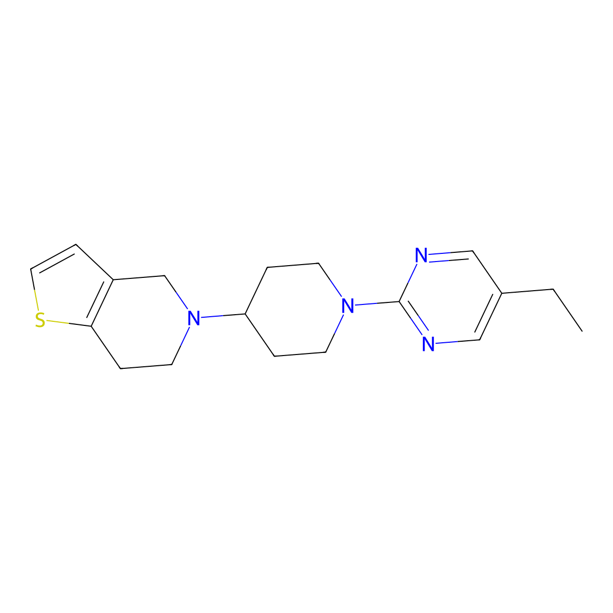 5-ethyl-2-(4-{4H,5H,6H,7H-thieno[3,2-c]pyridin-5-yl}piperidin-1-yl)pyrimidine molecular structure, CAS 2380040-57-1
