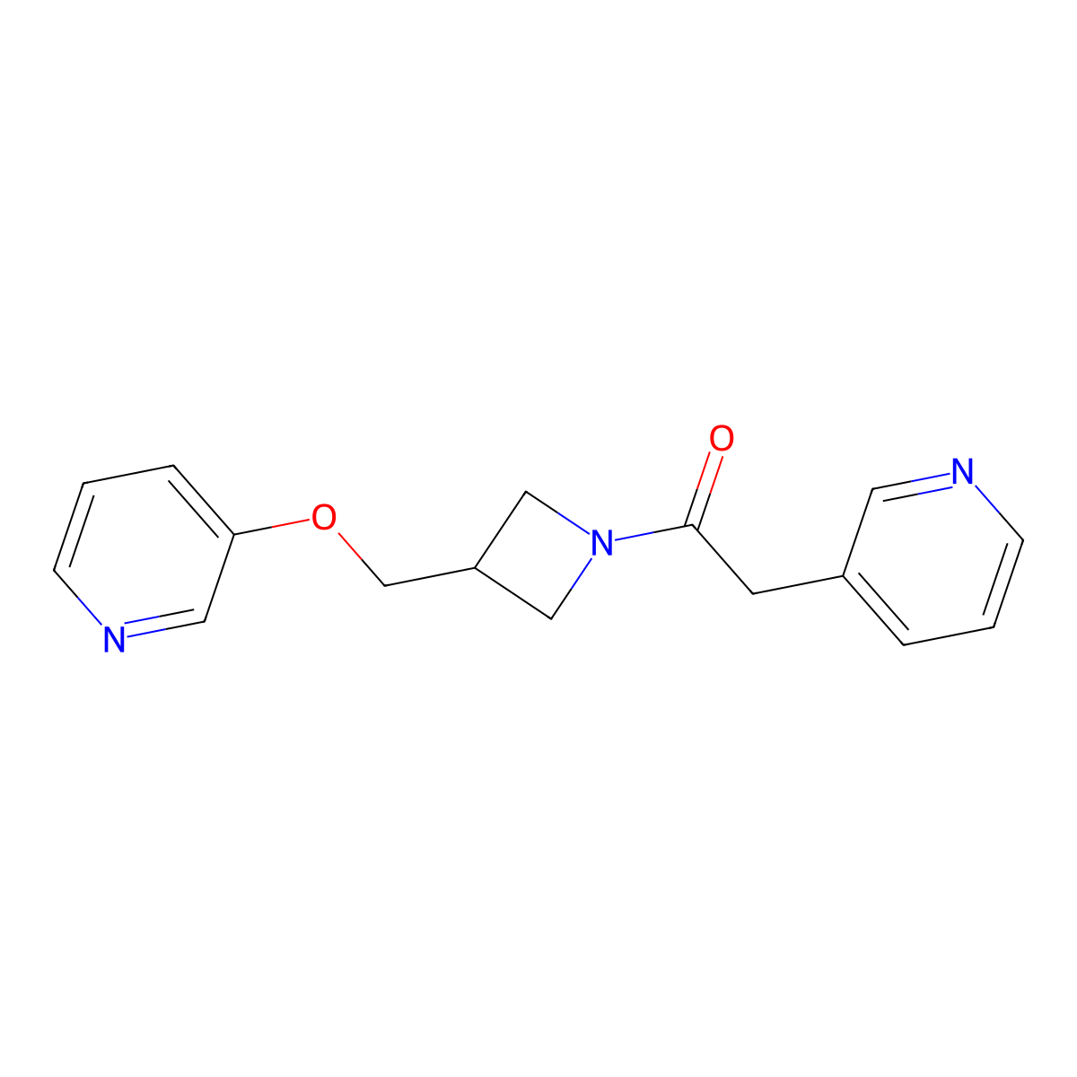 2-(Pyridin-3-yl)-1-{3-[(pyridin-3-yloxy)methyl]azetidin-1-yl}ethan-1-one molecular structure, CAS 2380040-60-6