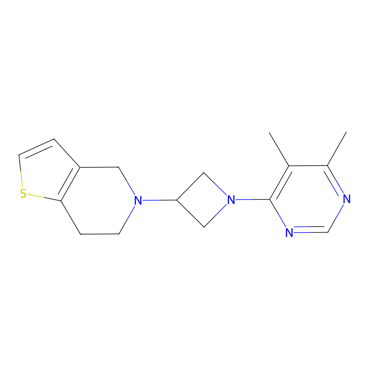 4,5-dimethyl-6-(3-{4H,5H,6H,7H-thieno[3,2-c]pyridin-5-yl}azetidin-1-yl)pyrimidine molecular structure, CAS 2380040-69-5