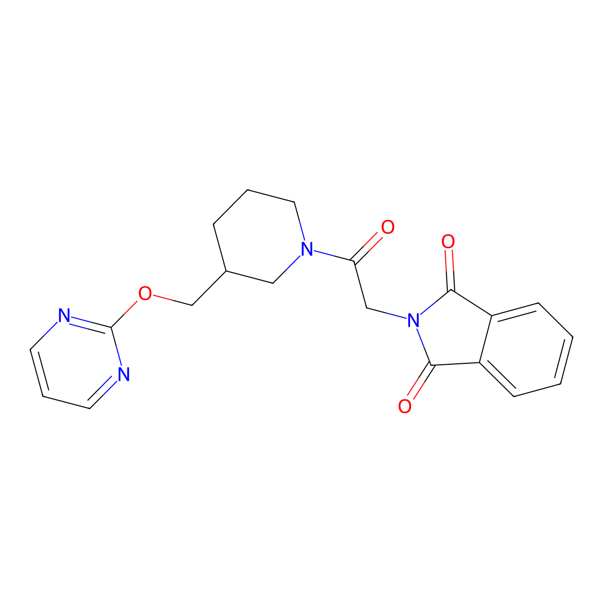2-(2-oxo-2-{3-[(pyrimidin-2-yloxy)methyl]piperidin-1-yl}ethyl)-2,3-dihydro-1H-isoindole-1,3-dione molecular structure, CAS 2380040-71-9