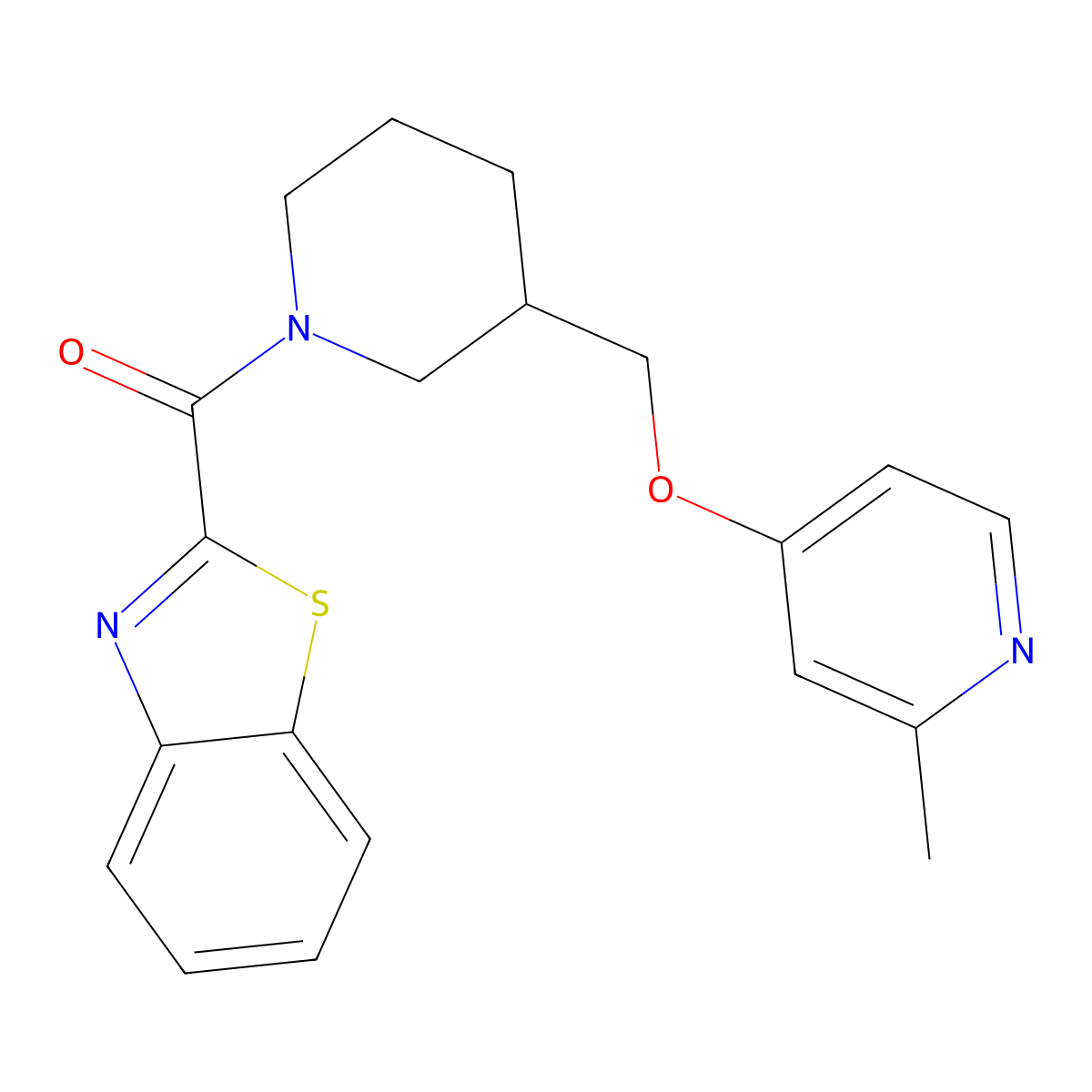 2-(3-{[(2-Methylpyridin-4-yl)oxy]methyl}piperidine-1-carbonyl)-1,3-benzothiazole molecular structure, CAS 2380040-77-5