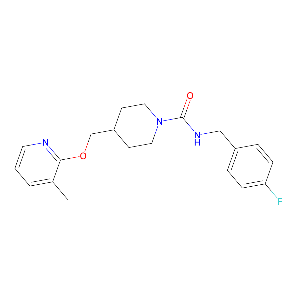 N-[(4-fluorophenyl)methyl]-4-{[(3-methylpyridin-2-yl)oxy]methyl}piperidine-1-carboxamide molecular structure, CAS 2380040-78-6