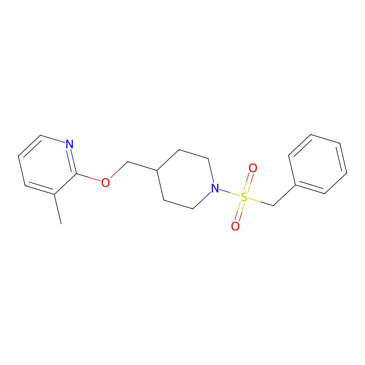 3-Methyl-2-[(1-phenylmethanesulfonylpiperidin-4-yl)methoxy]pyridine molecular structure, CAS 2380040-83-3
