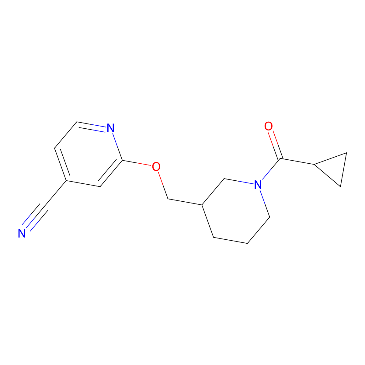 2-[(1-Cyclopropanecarbonylpiperidin-3-yl)methoxy]pyridine-4-carbonitrile molecular structure, CAS 2380040-84-4
