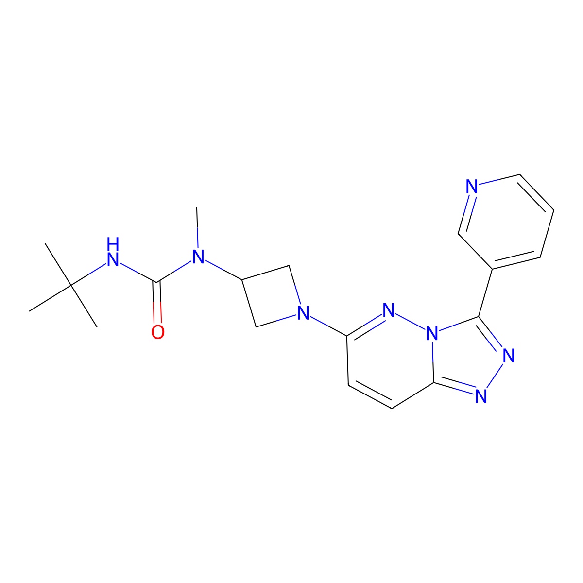 3-Tert-butyl-1-methyl-1-{1-[3-(pyridin-3-yl)-[1,2,4]triazolo[4,3-b]pyridazin-6-yl]azetidin-3-yl}urea molecular structure, CAS 2380040-85-5