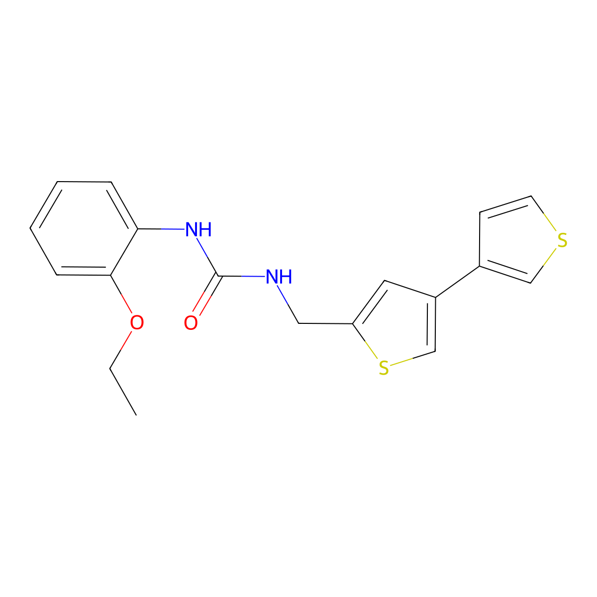 3-({[3,3'-Bithiophene]-5-yl}methyl)-1-(2-ethoxyphenyl)urea molecular structure, CAS 2380040-88-8