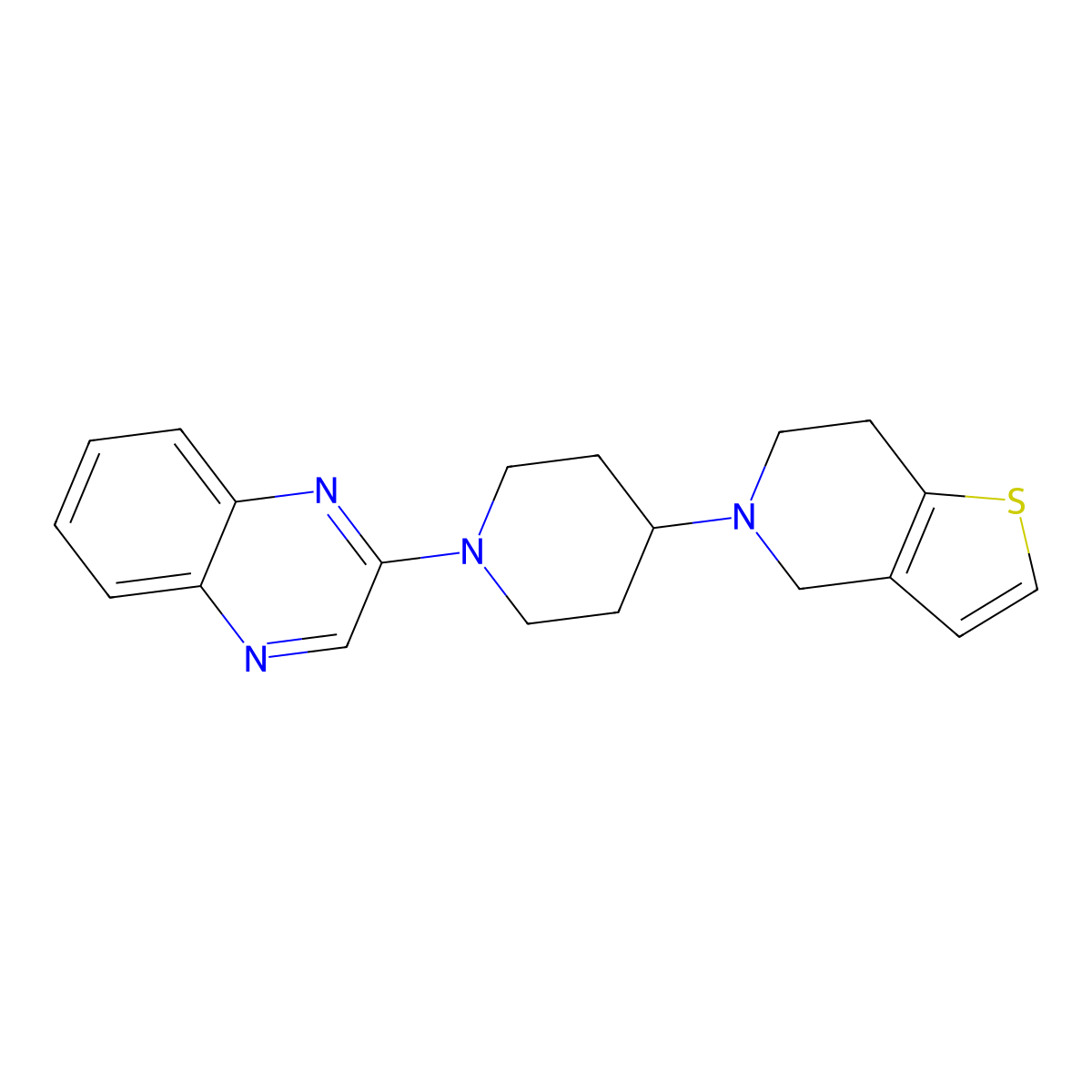2-(4-{4H,5H,6H,7H-thieno[3,2-c]pyridin-5-yl}piperidin-1-yl)quinoxaline molecular structure, CAS 2380040-93-5