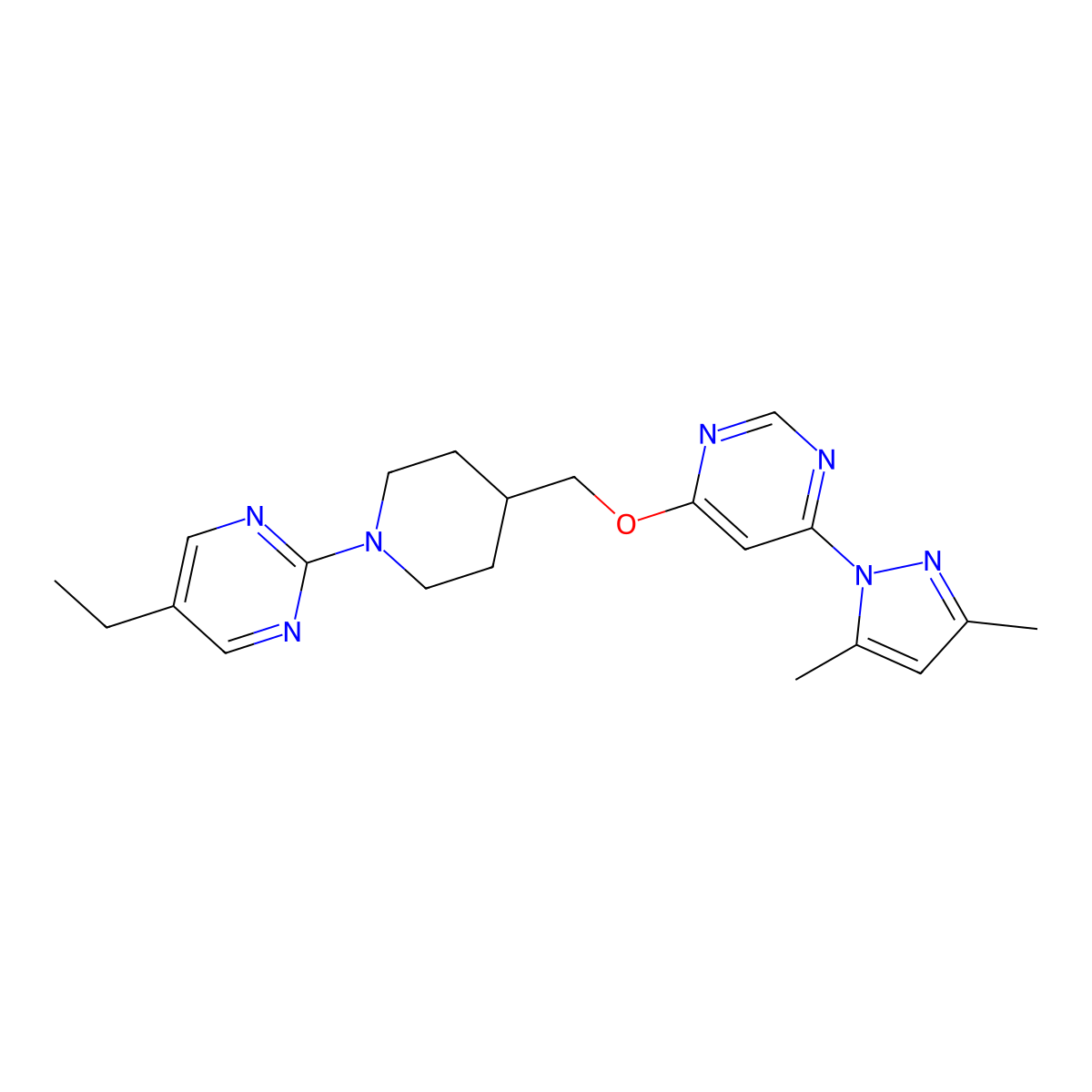 4-(3,5-dimethyl-1H-pyrazol-1-yl)-6-{[1-(5-ethylpyrimidin-2-yl)piperidin-4-yl]methoxy}pyrimidine molecular structure, CAS 2380040-95-7
