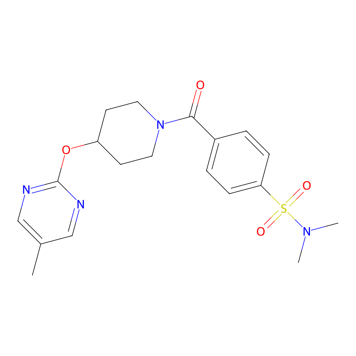N,N-dimethyl-4-{4-[(5-methylpyrimidin-2-yl)oxy]piperidine-1-carbonyl}benzene-1-sulfonamide molecular structure, CAS 2380040-97-9