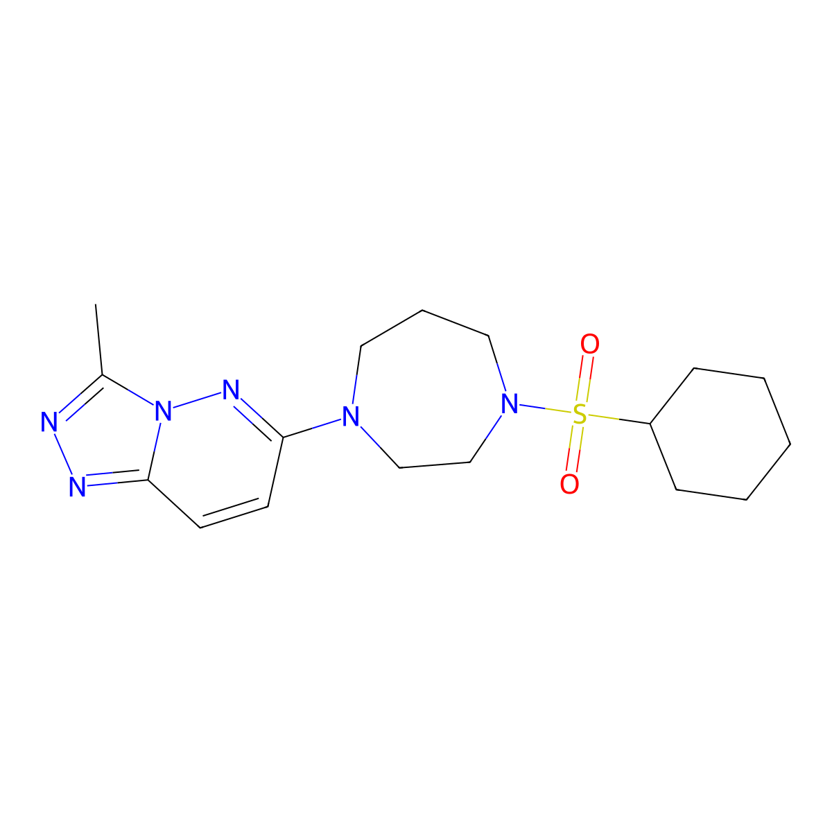 1-(Cyclohexanesulfonyl)-4-{3-methyl-[1,2,4]triazolo[4,3-b]pyridazin-6-yl}-1,4-diazepane molecular structure, CAS 2380041-02-9