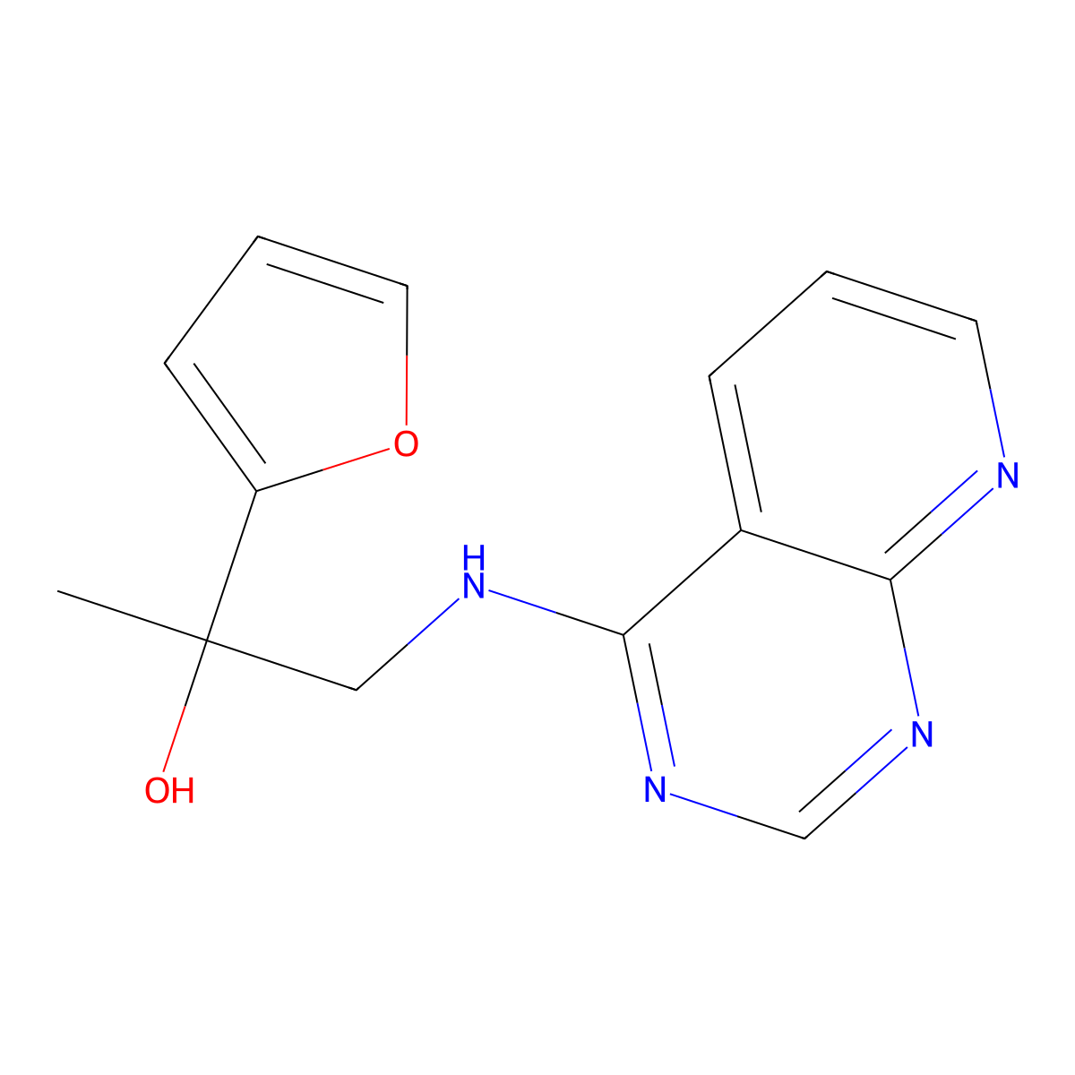 2-(Furan-2-yl)-1-({pyrido[2,3-d]pyrimidin-4-yl}amino)propan-2-ol molecular structure, CAS 2380041-03-0
