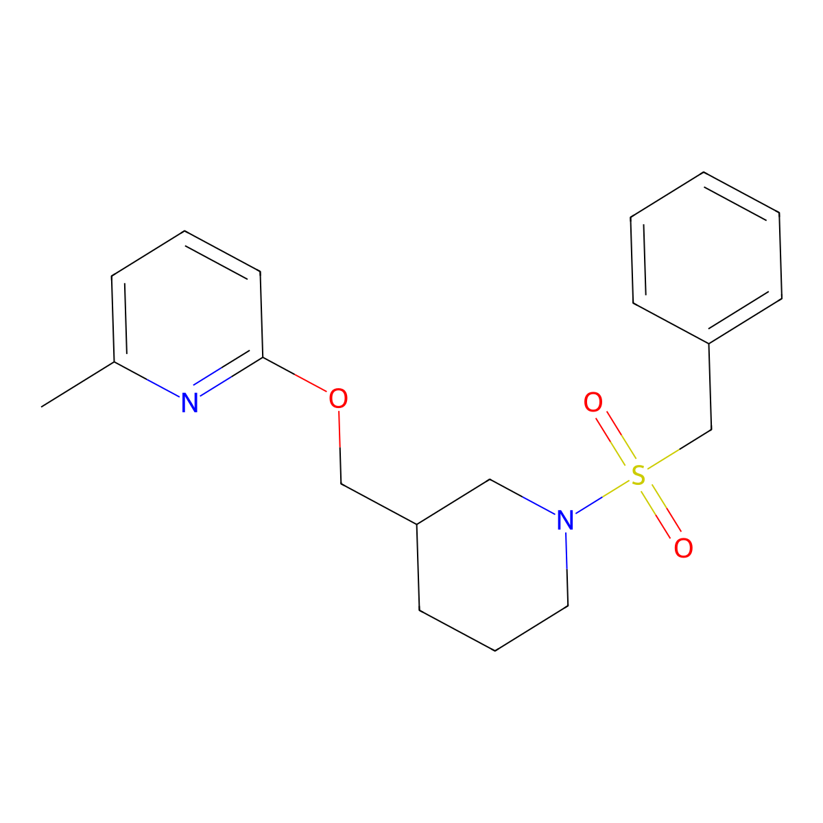 2-Methyl-6-[(1-phenylmethanesulfonylpiperidin-3-yl)methoxy]pyridine molecular structure, CAS 2380041-06-3