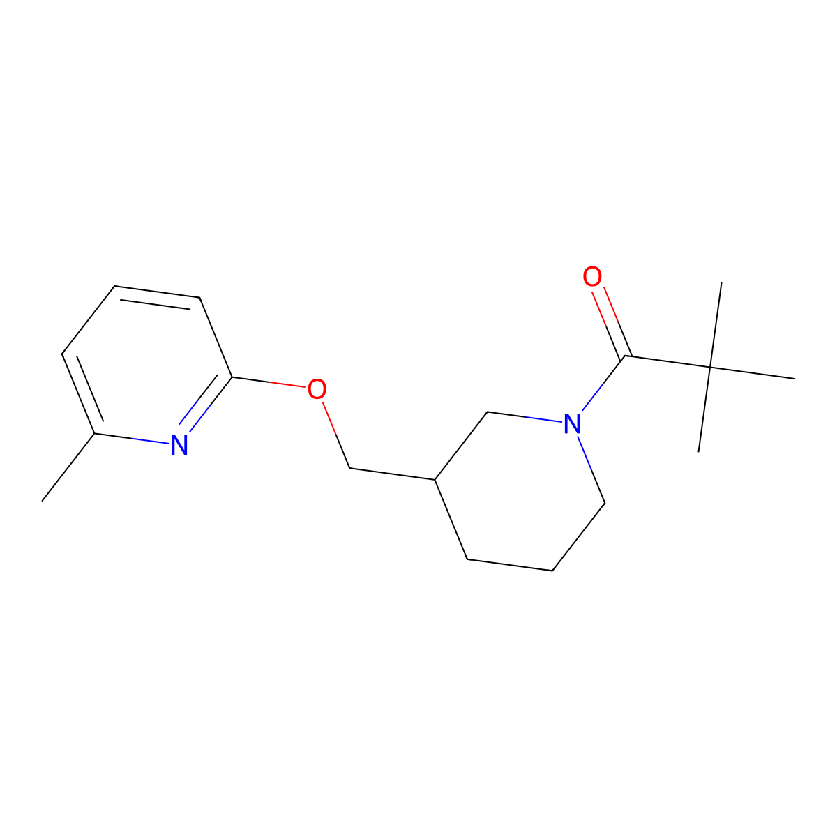 2,2-Dimethyl-1-(3-{[(6-methylpyridin-2-yl)oxy]methyl}piperidin-1-yl)propan-1-one molecular structure, CAS 2380041-09-6
