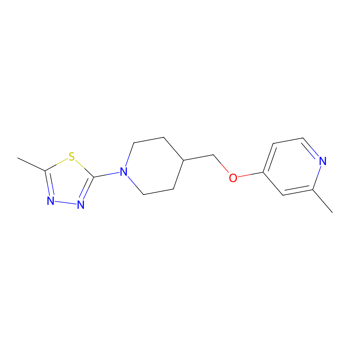 2-Methyl-4-{[1-(5-methyl-1,3,4-thiadiazol-2-yl)piperidin-4-yl]methoxy}pyridine molecular structure, CAS 2380041-10-9