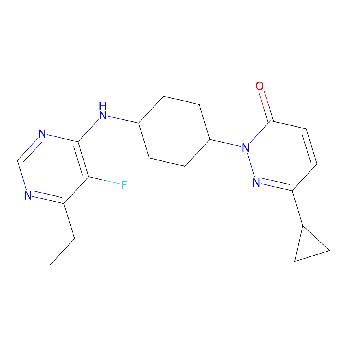 6-Cyclopropyl-2-{4-[(6-ethyl-5-fluoropyrimidin-4-yl)amino]cyclohexyl}-2,3-dihydropyridazin-3-one molecular structure, CAS 2380041-16-5